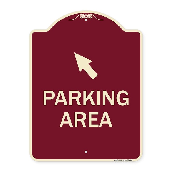 Parking Area with Upper Left Arrow Heavy-Gauge Aluminum Architectural Sign, 24" x 18", BU-1824-23464
